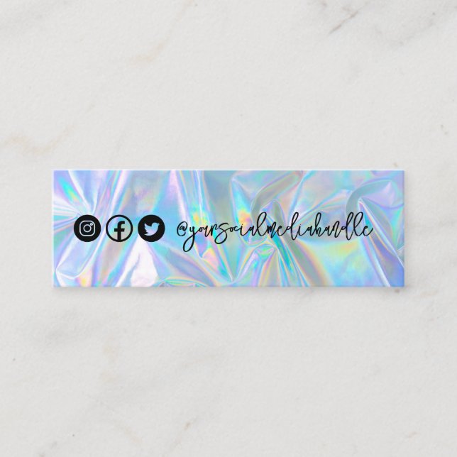 Minitarjeta De Visita Faux Holographic Social Media Business Card (Anverso)