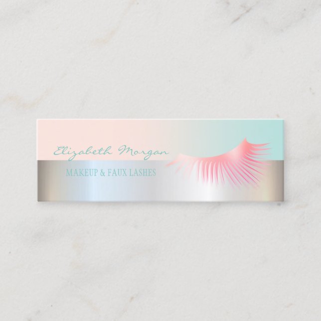 Minitarjeta De Visita Faux Lash profesional moderno, plateado (Anverso)