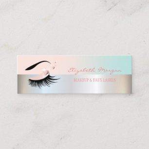 Minitarjeta De Visita Faux Lashes profesionales modernos, plateado, maqu