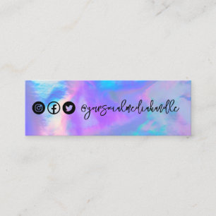 Minitarjeta De Visita Faux Purple Holographic Social Media Card