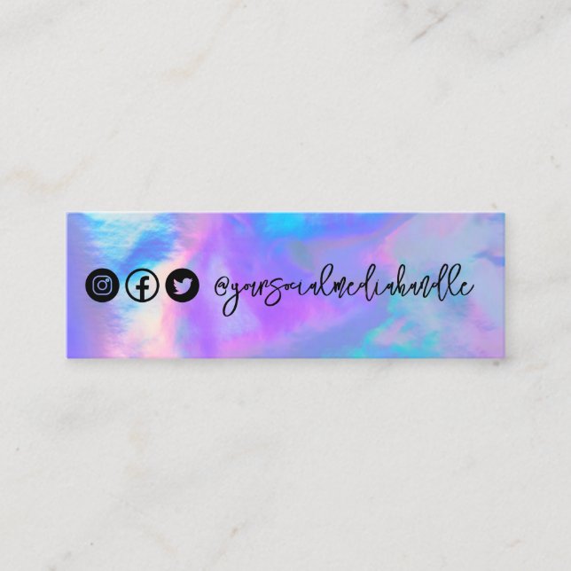 Minitarjeta De Visita Faux Purple Holographic Social Media Card (Anverso)
