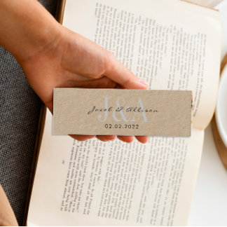 Minitarjeta De Visita favor de boda monograma elegante