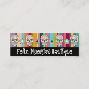 Minitarjeta De Visita Feliz Muertos - cráneo flaco de encargo Bizcards