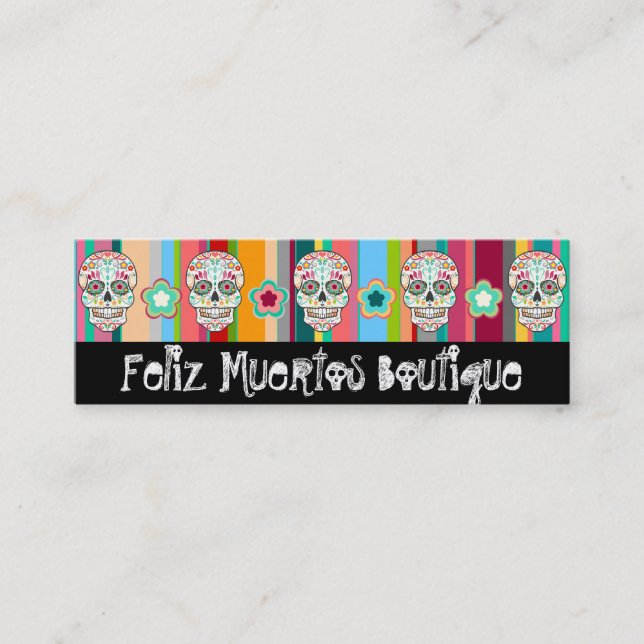 Minitarjeta De Visita Feliz Muertos - cráneo flaco de encargo Bizcards (Anverso)