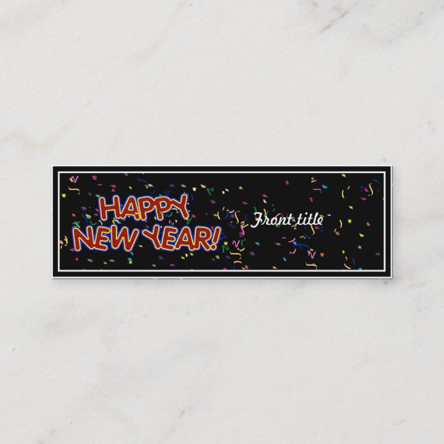 Minitarjeta De Visita Feliz texto de Año Nuevo con Confetti (Anverso)