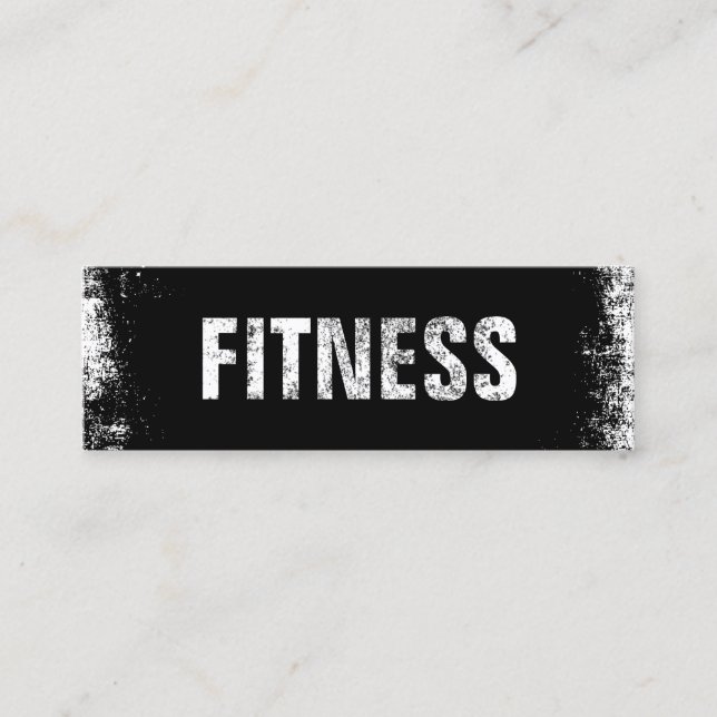 Minitarjeta De Visita Fitness Personal Trainer Negrita Grunge negro (Anverso)