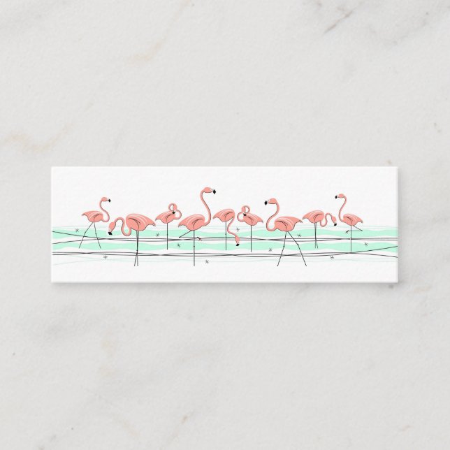 Minitarjeta De Visita Flamingo Ocean Line de texto delgado (Anverso)