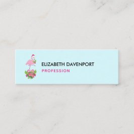 Minitarjeta De Visita Flamingo rosado en Santa Hat con Candy Cane Bouque