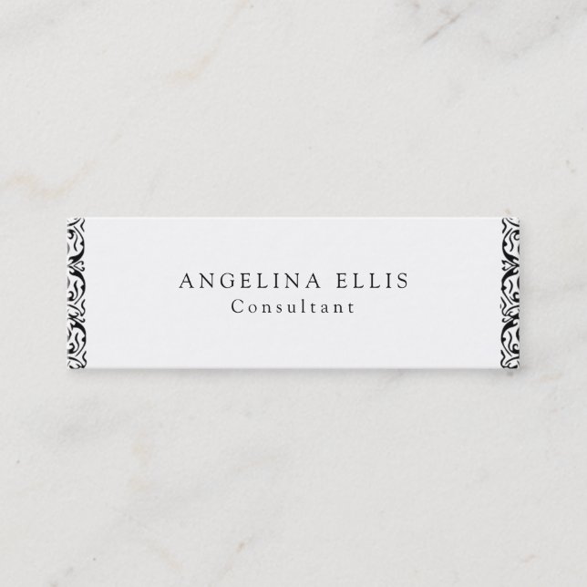 Minitarjeta De Visita Flor virgen delgada profesional blanco negro (Anverso)