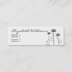 Minitarjeta De Visita Floral blanco y negro