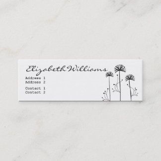 Minitarjeta De Visita Floral blanco y negro