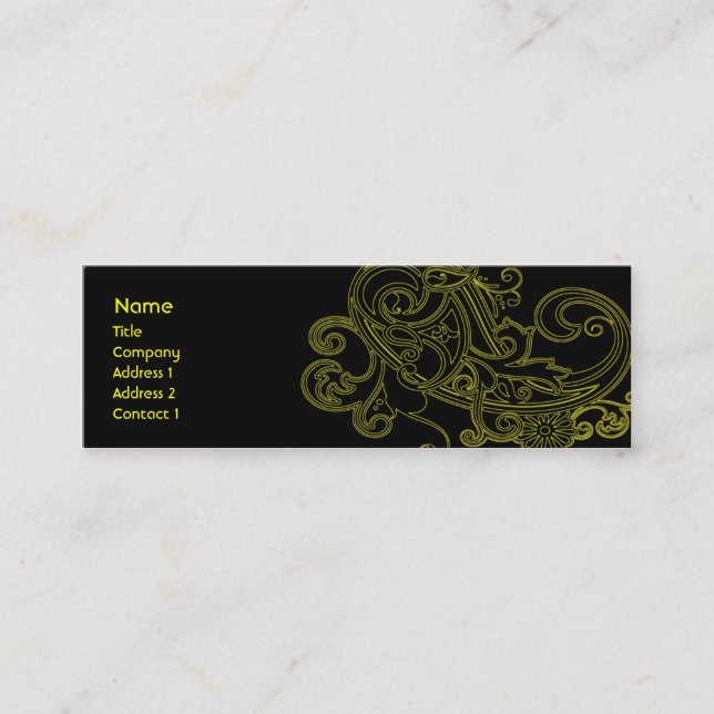 Minitarjeta De Visita Floral negro - flaco (Anverso)