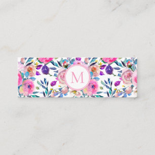 Minitarjeta De Visita Flores acuáticas de monograma rosa