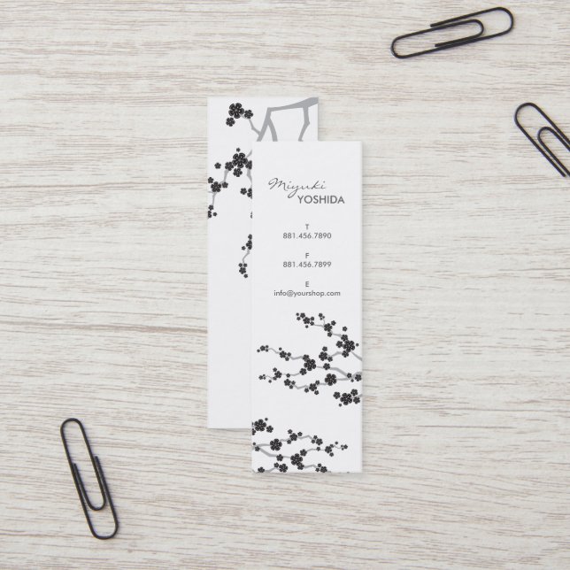 Minitarjeta De Visita Flores de cerezo de Sakura negra flormentan el zen (Anverso/Reverso In Situ)