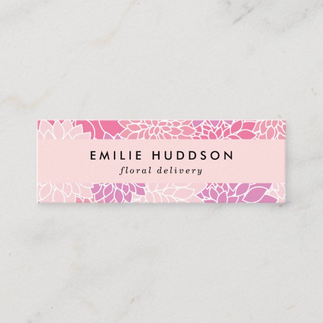 Minitarjeta De Visita Flores de Dahlia rosa, Floristería, Flores (Anverso)