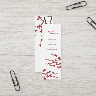 Minitarjeta De Visita Flores de Sakura Rojas Flores de cerezo Moda Zen a