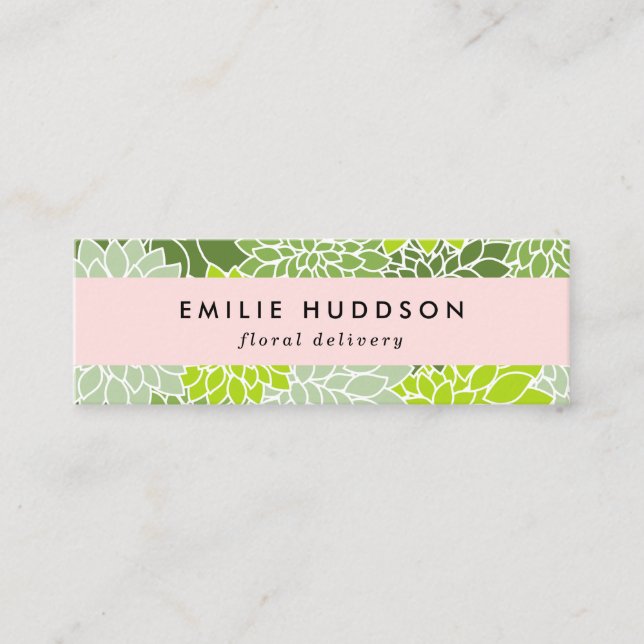 Minitarjeta De Visita Flores verdes de Dahlia, Floristería, Flores (Anverso)