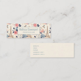 Minitarjeta De Visita Flores y patrón de París de la Torre Eiffel