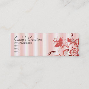 Minitarjeta De Visita Flores y rayas rosadas