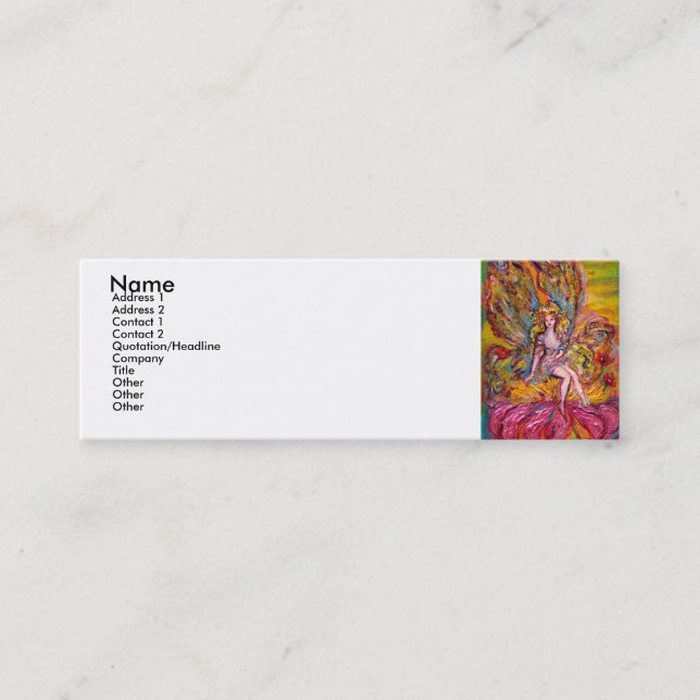 Minitarjeta De Visita FLOWER FAIRY ON the PINK IRIS fantasy (Anverso)