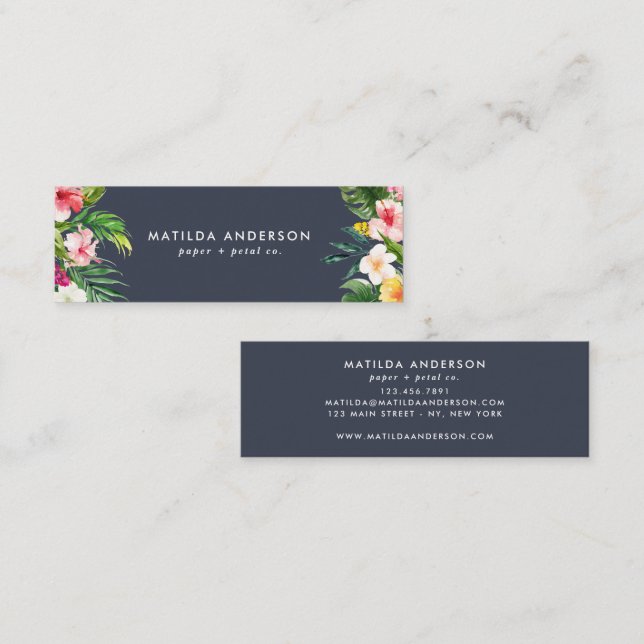 Minitarjeta De Visita Follaje moderno tropical botánico floral (Anverso / Reverso)