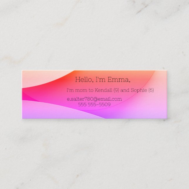 Minitarjeta De Visita Fondo de formas geométricas en tonos rojos y rosas (Anverso)