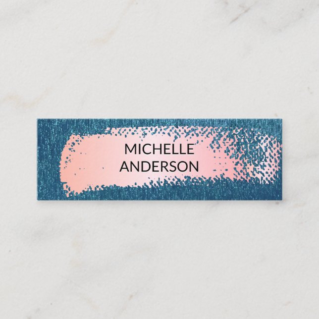 Minitarjeta De Visita Fondo de textura azul | Pincel rosa (Anverso)