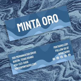 Minitarjeta De Visita Formas azules rayas onduladas hechas a mano con ic