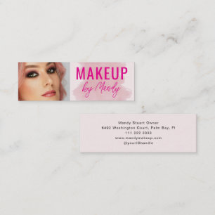 Minitarjeta De Visita Foto de maquillaje con letra rosa