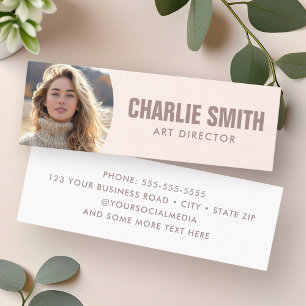 Minitarjeta De Visita Foto moderna de color rosa claro mínimo