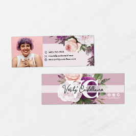 Minitarjeta De Visita Foto personal de Dusty Mauve Vintage Rosas Floral