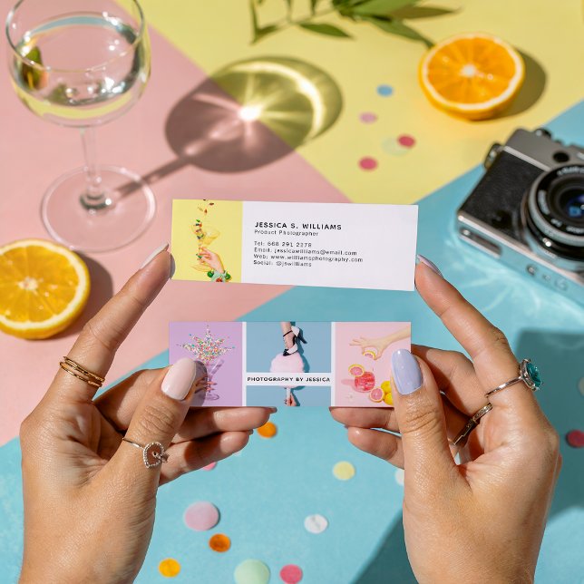 Minitarjeta De Visita Fotógrafo fotográfico de moda moderna (Modern photography chic photo collage photographer)