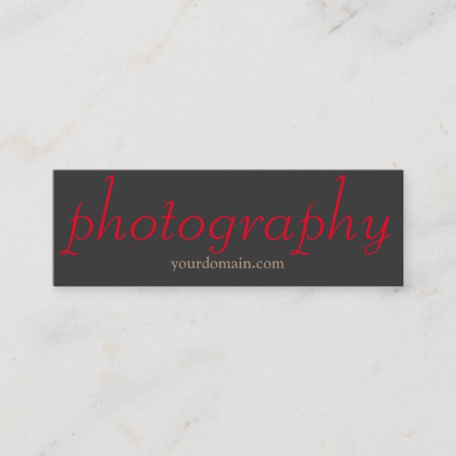 Minitarjeta De Visita Fotógrafo rojo gris de guión especial (Anverso)