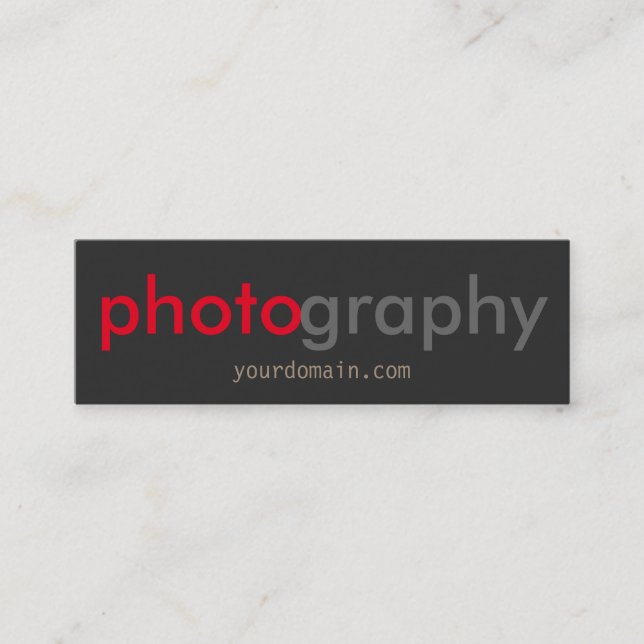 Minitarjeta De Visita Fotógrafo rojo gris único delgado (Anverso)