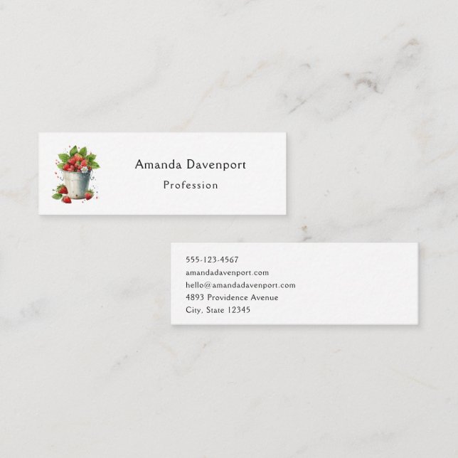 Minitarjeta De Visita Fresas frescas recolectadas en un cubo (Anverso / Reverso)