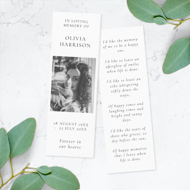 Minitarjeta De Visita Funeral Memorial Loving Memory Mini Bookmark Card (Subido por el creador)