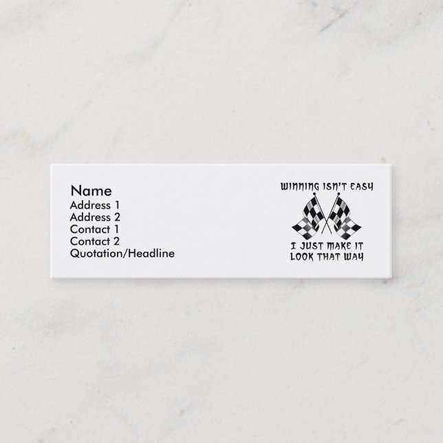 Minitarjeta De Visita Ganar no es fácil - Perfil de Motocross en bicicle (Anverso)