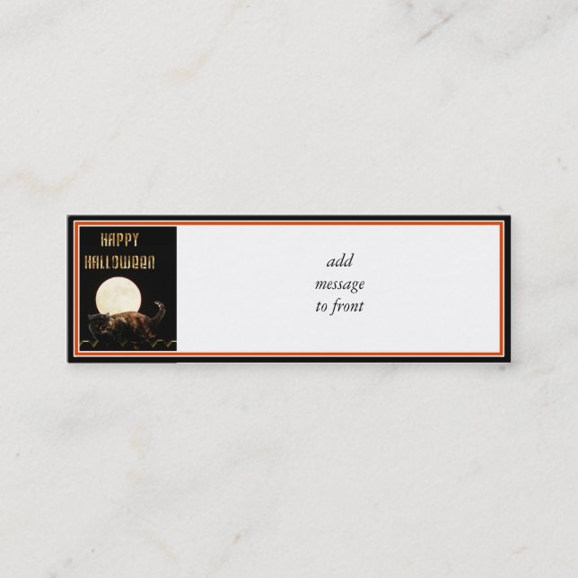 Minitarjeta De Visita Gato de Halloween iluminado por la luna (Anverso)