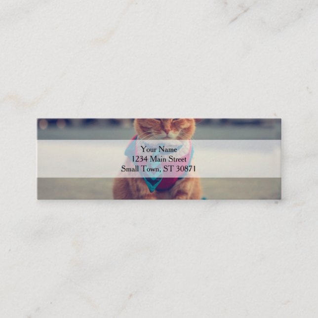 Minitarjeta De Visita Gato de negocios con corbata (Anverso)