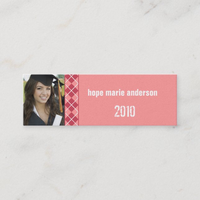 Minitarjeta De Visita Girly Argyle Senior Pictures Senior Profile Card (Anverso)