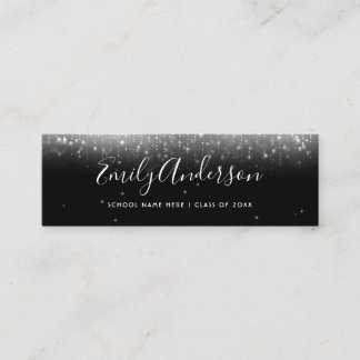 Minitarjeta De Visita Glam Black and White Graduation Name Insert Card