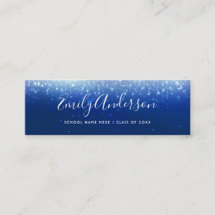 Minitarjeta De Visita Glam Navy Blue Graduation Name Insert Card