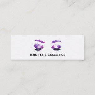 Minitarjeta De Visita Glamorosos Ojos Púrpuros y Flores Acuarela