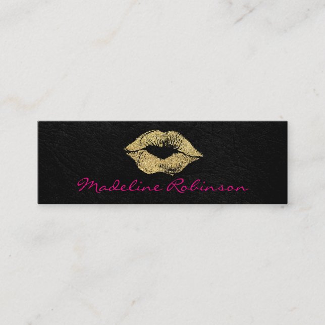 Minitarjeta De Visita Glamour Faux Gold Purpurina Kiss (Anverso)