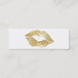 Minitarjeta De Visita Glamour Lipstick Kiss Purpurina de oro