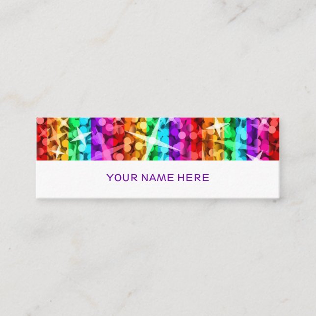 Minitarjeta De Visita Glitz Rainbow Stripe de espalda blanca delgada (Anverso)