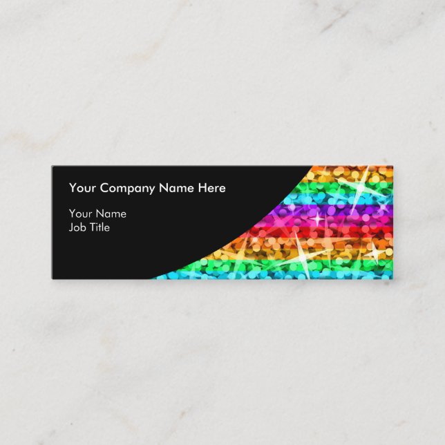 Minitarjeta De Visita Glitz Rayo de arcoiris Banda negra Curva (Anverso)