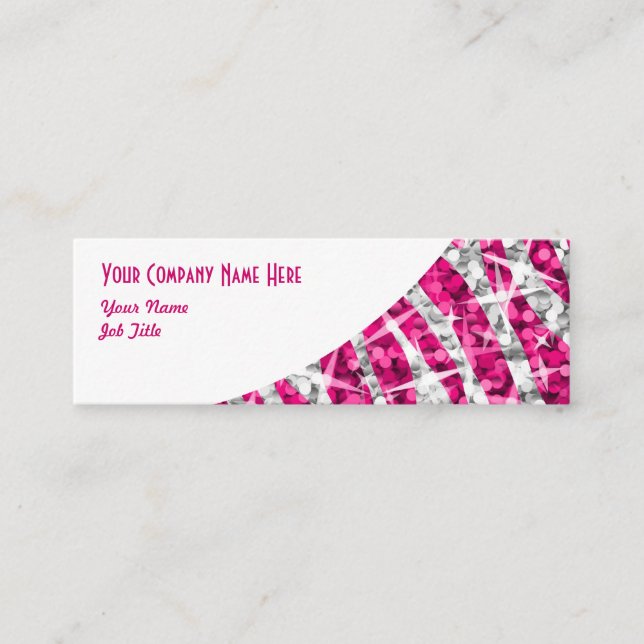 Minitarjeta De Visita Glitz Zebra rosa curva blanca delgada (Anverso)