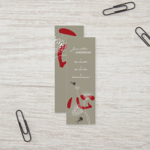 Minitarjeta De Visita Golondrinas Pájaros Corazón Chino Oriental Kanji F