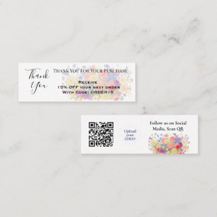 Minitarjeta De Visita Gracias Código de descuento artístico floral QR In